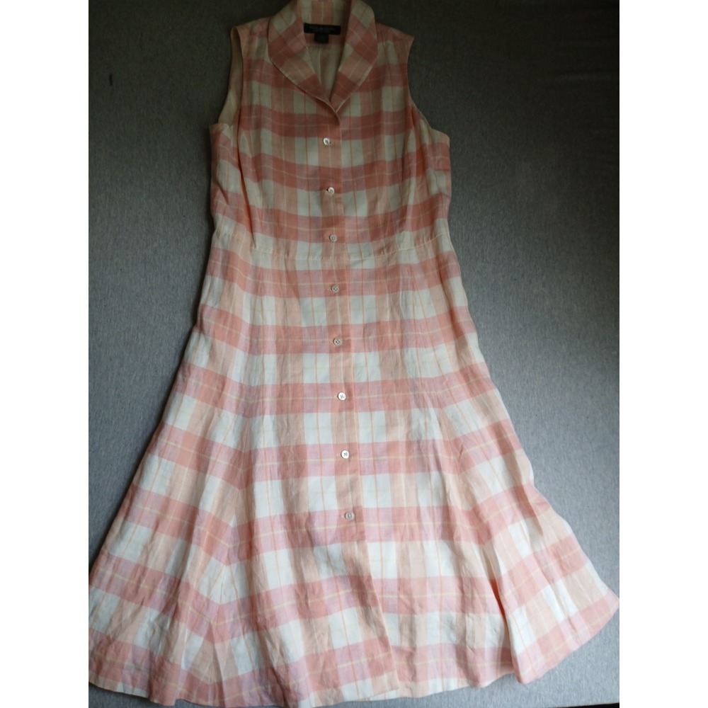 Brooks Brothers Dress 10 Irish Linen Midi Shirt Cottage Peasant Bohemian VTG